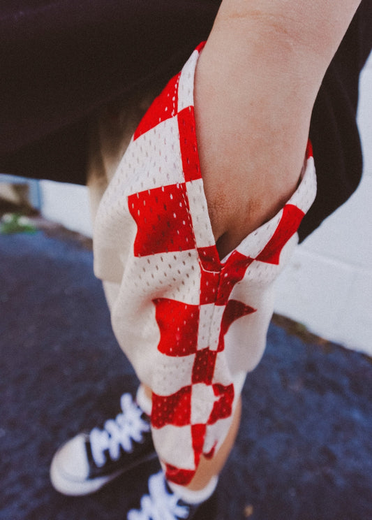 Red Checker Courtside Shorts