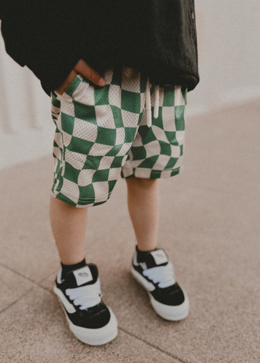 Green Checker Basketball Shorts