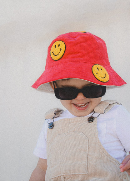 Smiley Bucket Hat Red
