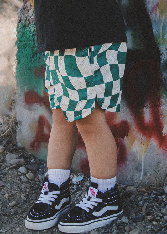 Green Checker Basketball Shorts